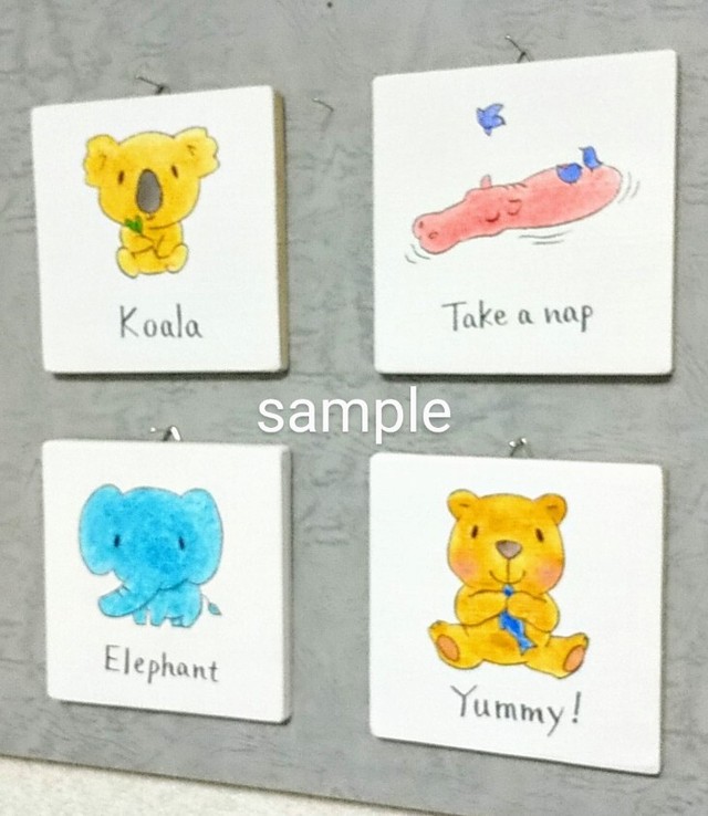 090s ゾウ 象 ぞう Elephant 英語 単語 教育 インテリア 子供 学校 保育園 幼稚園 癒やし 動物 自然 ほのぼの パネル 絵 原画 板絵 さっちん