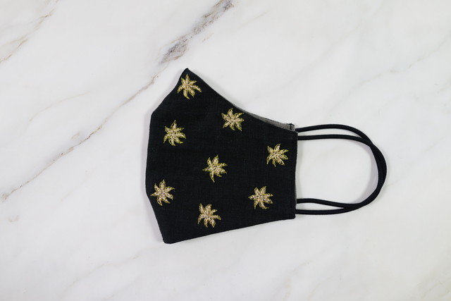 【刺繍マスク/ワイヤー】 "Flower stars✴︎Black"