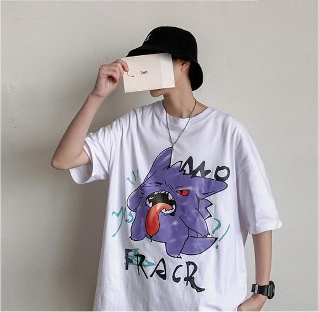 Yuzki 韓国ファッション カジュアル オーバーサイズ Tシャツ ストリート トップス ポケモン 半袖 春 夏 メンズ メンズファッション Yuzki