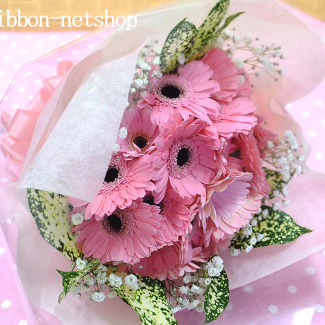 いい夫婦の日 勤労感謝の日 送料無料 生花 ガーベラ本の花束 ブーケタイプ ピンク系 Fl Ih 05 Ribbon Netshop