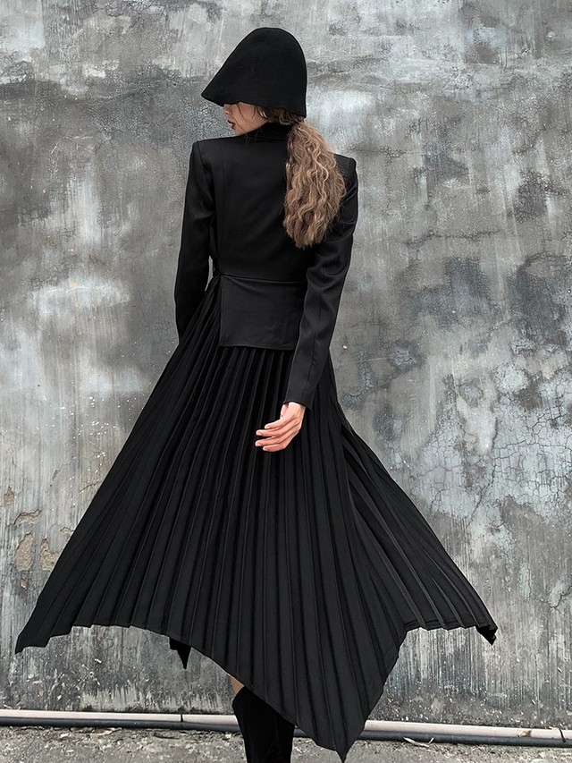 モード系 レイヤード デザイン アシンメトリー ワンピース ワング丈 マキシ丈 ゴシック エレガント 大人 Top Mode