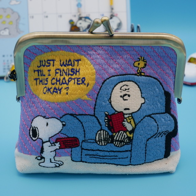 Peanuts Snoopy スヌーピー 畳刺繍ペンポーチミニ がま口 スヌーピー ソファ スヌーピーのおへや N おすぬべや