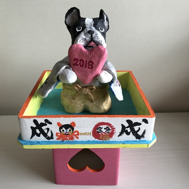 戌年干支buhi置物 鶴亀着物 空のメ コパン