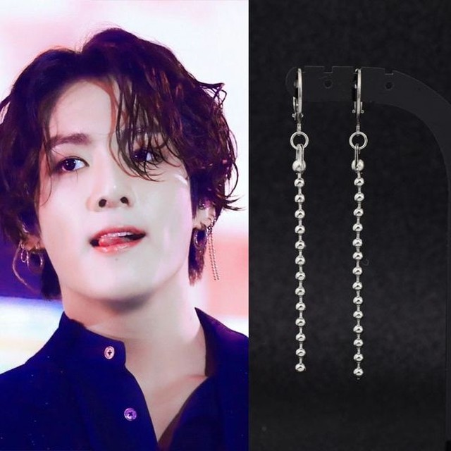 Bts ジョングク着用 チェーンボールピアス シルバー ユニセックス メンズピアス 日本未入荷アクセサリー Leadhope