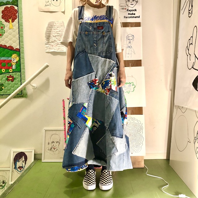 リメイク パッチワーク デニムジャンパースカート Repock Make Recommend
