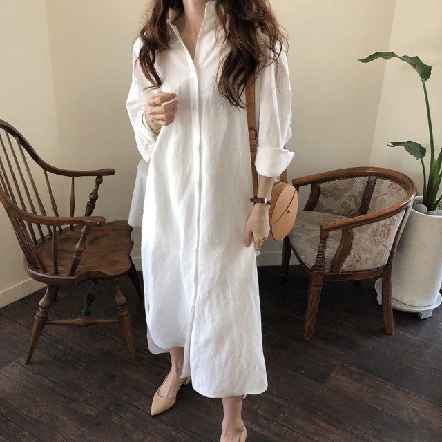 〈リクエストアイテム〉ロングコットンシャツワンピ【long cotton shirt one-piece】