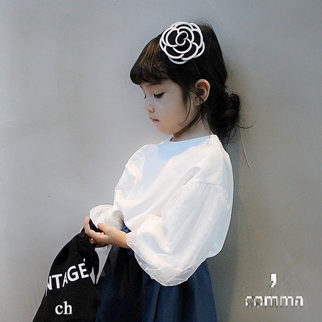 キッズ 水玉 ボリューム 袖カットソー ドット 韓国子供服 ブラック ホワイト 白黒 おしゃれ 長袖 バルーン 100 110 1 130 140 150 160 小学校低学年 小学校高学年 送料無料 韓国レディース キッズファッション Londonbridge ロンドンブリッジ