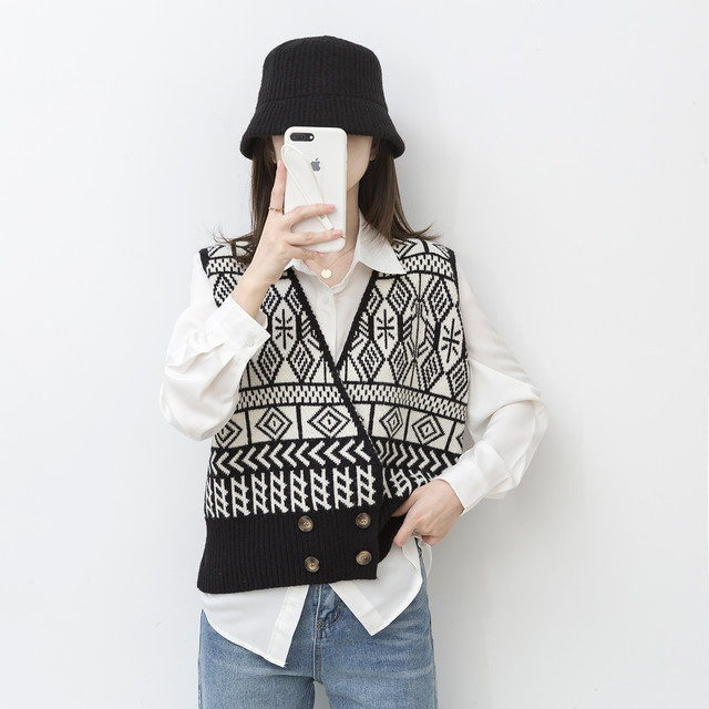 〈カフェシリーズ〉雪の結晶のニットベスト【snow crystal knit vest】