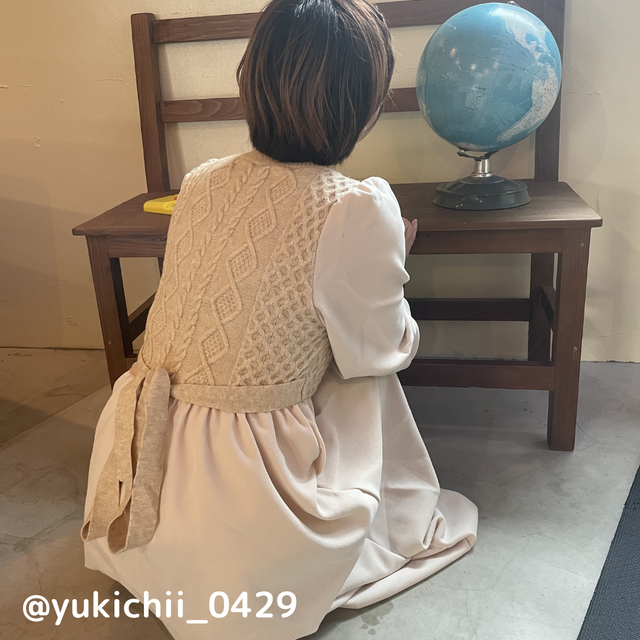 〈カフェシリーズ〉バックリボンのニットワンピース 【back ribbon knit one-piece】