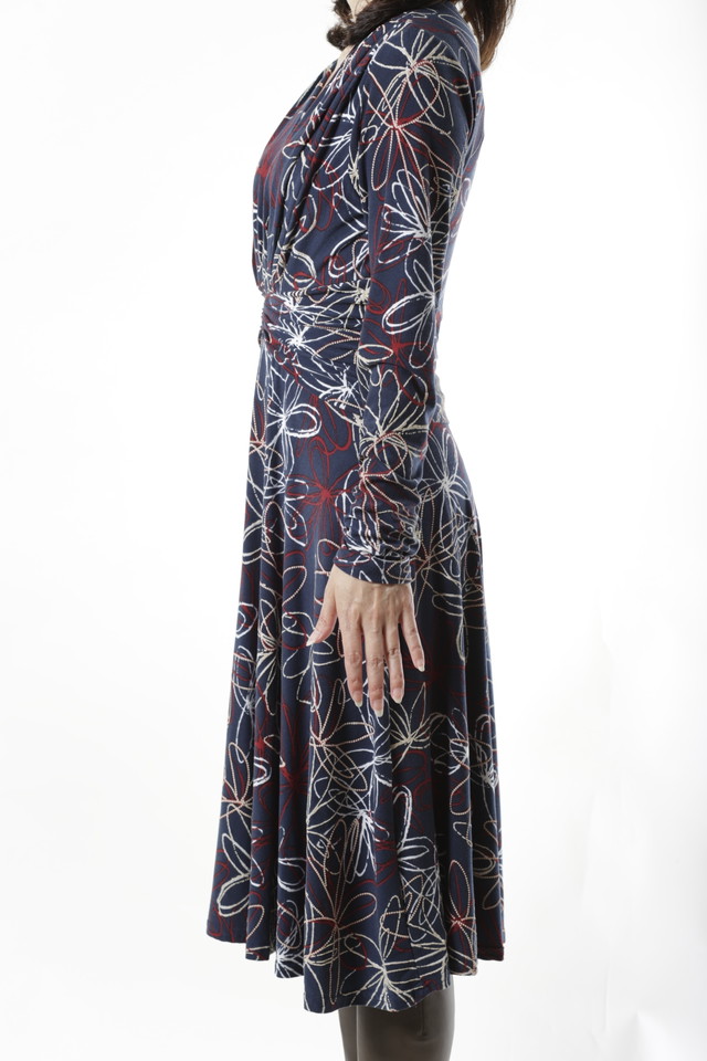 Egerie ワンピース 花柄 ネイビー 小さいサイズの専門店 Criniere Noir