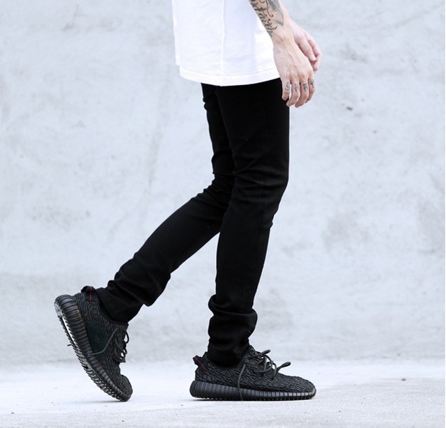 ストリート風 メンズ ストリート ブラックスキニーパンツ A1016 Freedom Styly Zero