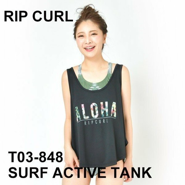 T03 848 リップカール タンクトップ 新作 レディース コーデ 重ね着 ブラック 黒 Surf Active Tank Rip Curl Beachdays Okinawa