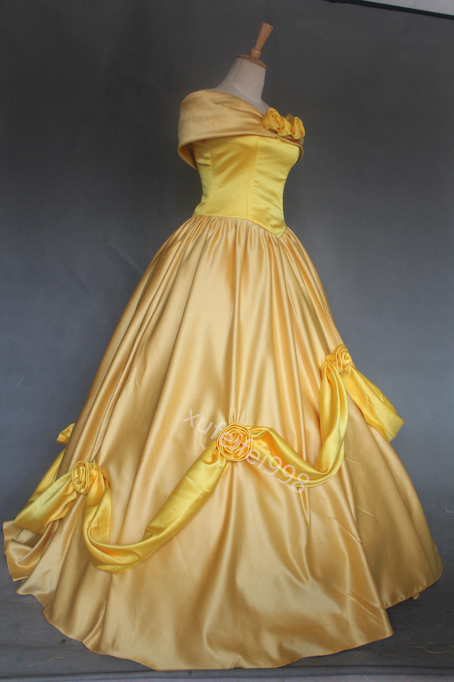 Disneyディズニープリンセスドレス美女と野獣のベルイエローパーティードレスハロウィーンのコスプレ衣装 Princess Dress 16 Princess Dress Beast Belle Yellow Party Dress Cosplay Costume For Halloween Allier