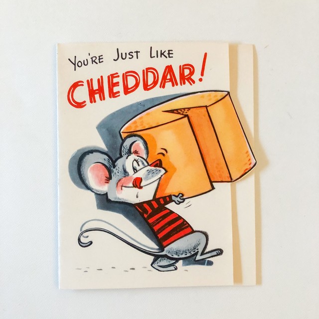 アメリカンヴィンテージカード 7 チーズを持ったネズミ Folklora
