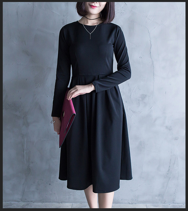 ワンピース ミディアム 長袖 ノーカラー Aライン ワンピース 秋冬 韓国レディース キッズファッション Londonbridge ロンドンブリッジ