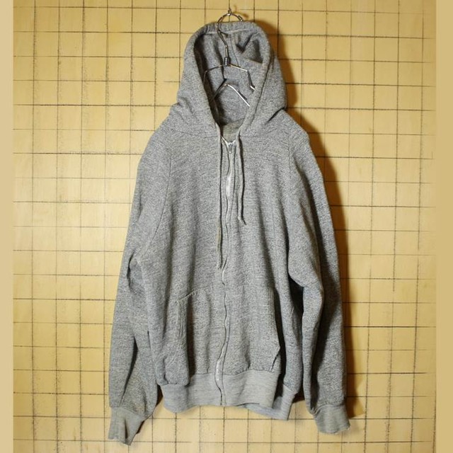 60s 70s Vancort グレー 無地 ジップアップ スウェットパーカー 古着 霜降り トレーナー メンズm Emar Pan 395 古着屋ataco Garage