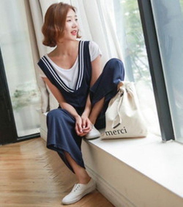 ネイビー サロペット ワンピース ドルマンワンピース ウエストゴム ひざ丈 ひざ丈ワンピース ノースリーブ パンツ ポケット Rms