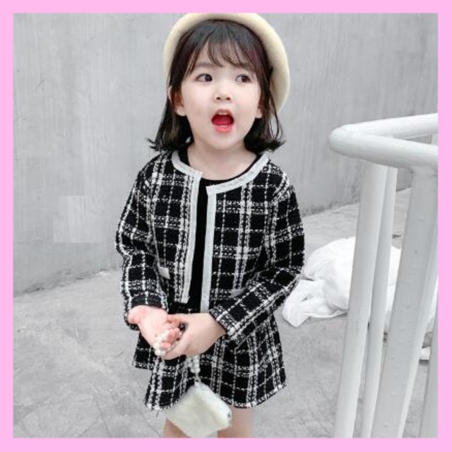 91 即納 ブランド風長袖スーツセットアップ ワンピース ツイード ちびギャル Dolceribbon