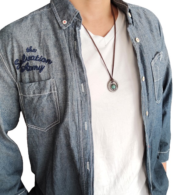 S W P ストーン メンズ ネックレス シンプル リング 天然石 革ひも ロング ネックレス パワーストーン レザー ペンダント Springs