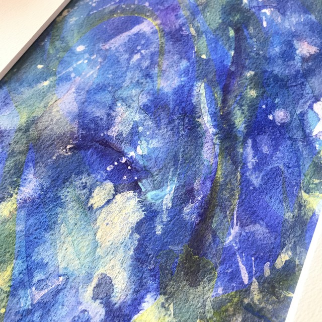 絵画 アクリル画 水彩画紙 アクリル絵の具 青の神秘 Iridescence Art