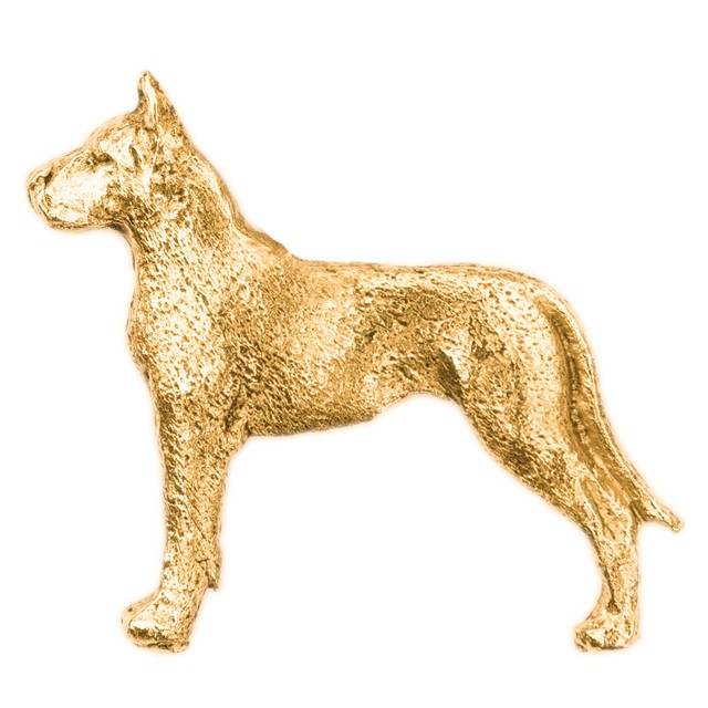 グレートデン 断耳バージョン イギリス製 22ct ゴールドプレート アート ドッグ ブローチ コレクション Dog Arts Japan Base店