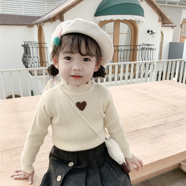 春秋冬子供服セータープルオーバーかわいいニットボトミングシャツ女の子赤ちゃんウール長袖 Rianne