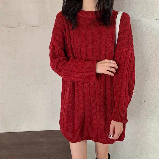 レディース ワンピース ミニ ワンピース ドレス 長袖 ラウンドネック リブ ニット セーター ミニ丈 スカート ストレート ワンピース 春 シンプル カジュアル おしゃれ 大人可愛い お出かけ デート 通勤 通学 学生 キャンパス 旅行 普段着 レッド 赤 Hf Haru Meets Foo