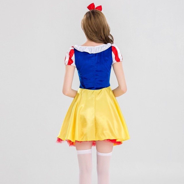 ハロウィン コスプレ レディース 白雪姫 スノーホワイト プリンセス ワンピース 半袖 バルーンスリーブ Aライン 大人可愛い 秋冬 Joogle ジョーグル