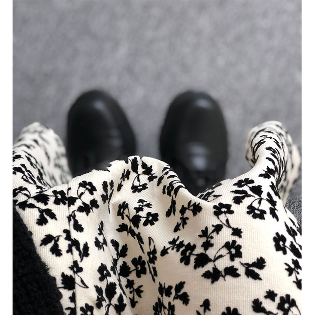 Bottoms 定番シンプル エレガントレトロ花柄コールテンスカート大好評 Nanastyle