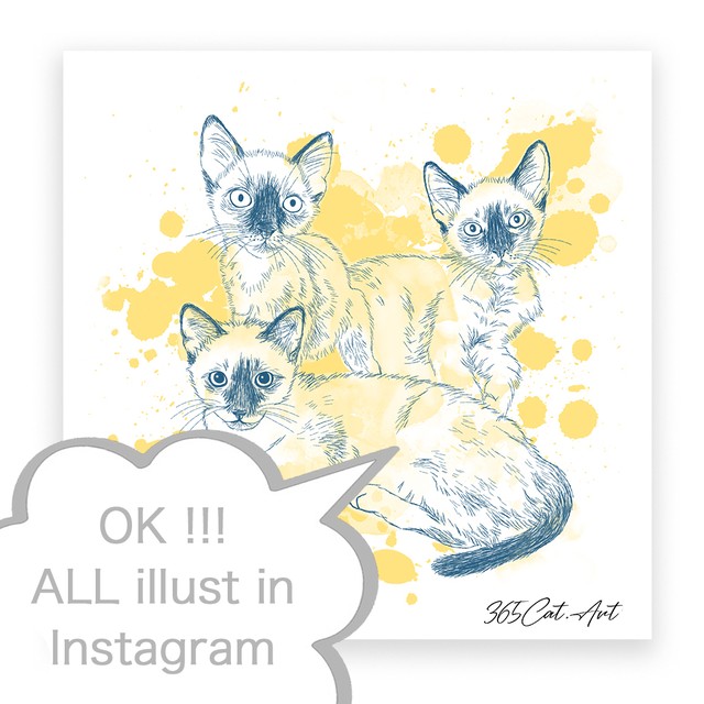 Instaイラストからグッズ作成 猫雑貨 グッズ通販 猫や動物イラスト 似顔絵作成 365cat Art