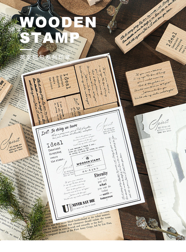 H036 応援英文字メッセージ おしゃれ 木製スタンプ 全８種セット Cherish365 Zakka