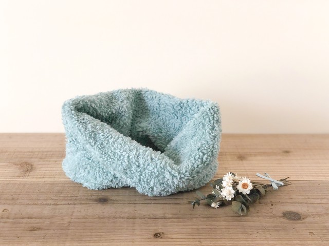 ふんわりモコモコネックウォーマー アクアグリーン オーガニックコットン Liebling