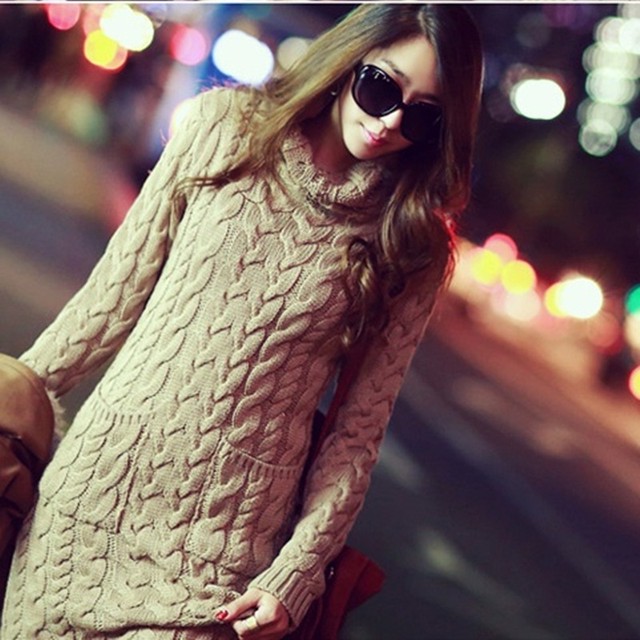 タートルネックのポケットが付いて可愛いニットワンピース Sweet Suite Style