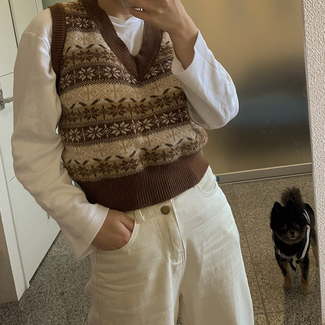 〈カフェシリーズ〉ノルディックニットベスト【Nordic knit vest】