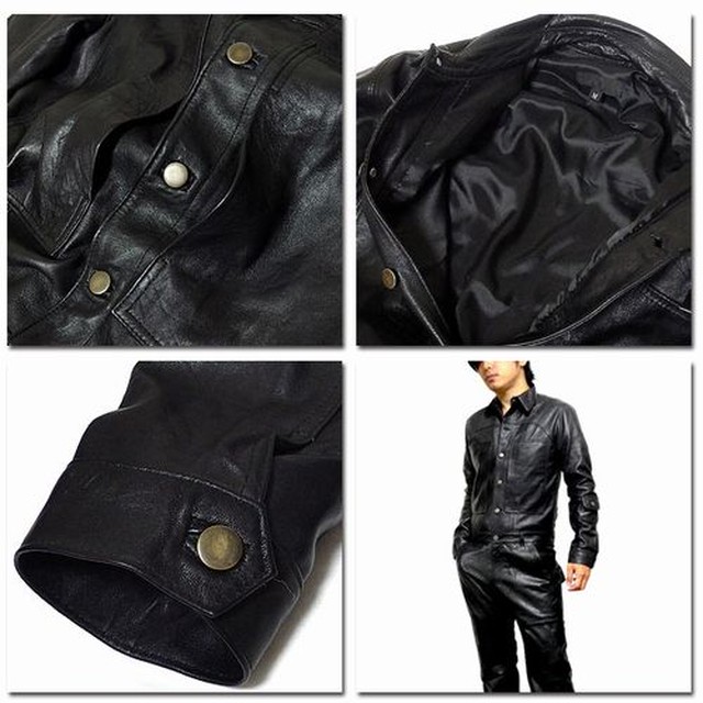 つなぎ オールインワン メンズファッション バイカースタイル プロダクトレザー ビンテージ感 渋い 本革レザー ヘビロテ必至 激シブ ハンドメイド おススメ リメイクレザー 革 アンティークゴールドボタン ボタン付きポケット 本革 高級感 ジッパー付き フラップボタン