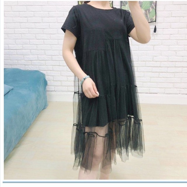 サマー ドレス マキシ リゾート ロングワンピース レディース Tシャツ チュール ロングワンピ 夏 新作 サマードレス シースルー ティアー Basecamp49