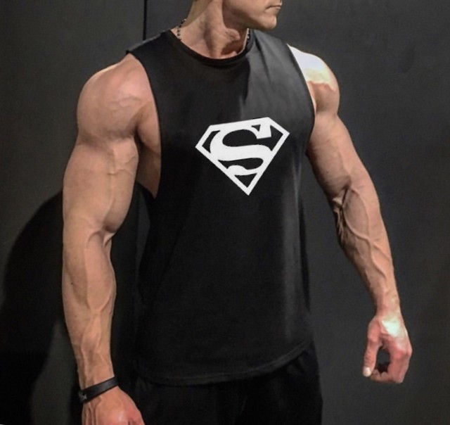 スーパーマン ボディビル タンクトップ ゴールドジム 健康 フィジーク 筋トレ トレーニング ウェア ベンチプレス 筋肉 ノースリーブ メンズ シャツ Mmmc