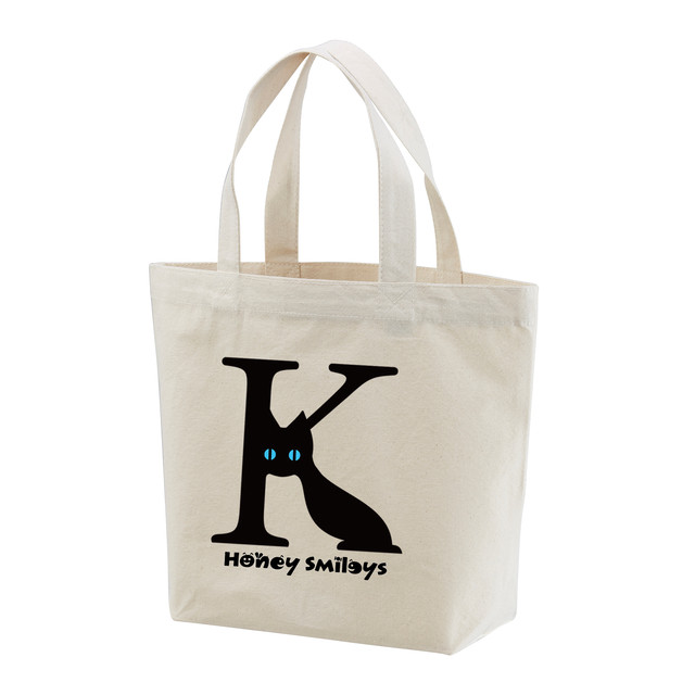 Ori B ねこのイニシャル トート ねこ Cat トートバッグ 猫 ランチバッグ 手提げ レッスン バッグ かばん ハニースマイリーズ オリジナル お揃い プレゼント ギフト キャンバス 1460 ハニスマ