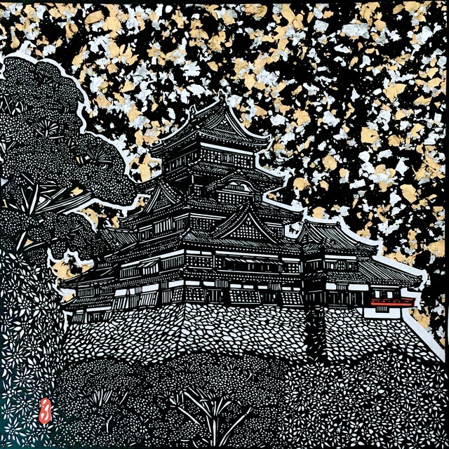 切り絵 豪華絢爛 黄金に輝く金閣寺 切り絵作家 千鶴のギャラリー