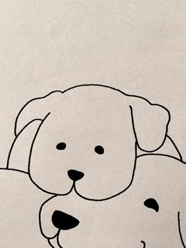 犬の家族 手描きイラスト Tシャツ 男女兼用 藤梅竹舎