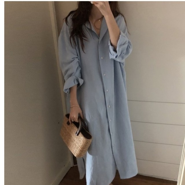 シャツワンピース ロング丈 長袖 ワンピース ロング丈 長袖 シャツ シャツワンピ ルームウェア 部屋着 ナイトウエア パジャマ Basecamp49