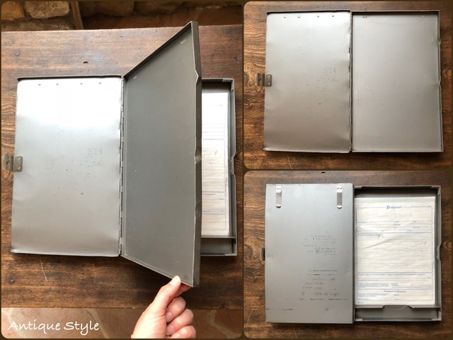 書類ケース付き アルミ製 ヴィンテージ バインダー クリップボード ペーパーおまけ付 インダストリアル アメリカ アンティーク F 064 030 Antique Style アンスタ アメリカ買付けのヴィンテージ アンティークのおみせ