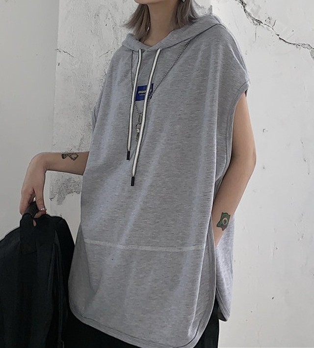 ゆったり着こなせ オシャレ感good 半袖パーカー 灰 黒 Stepwall