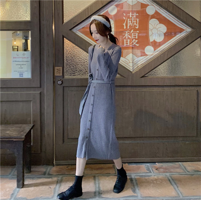 ワンピース リブニット Vネック 長袖 タイト Iライン ミモレ丈 シンプル ナチュラル カジュアル きれいめ フェミニン 秋 冬 Pp Mahha Planet