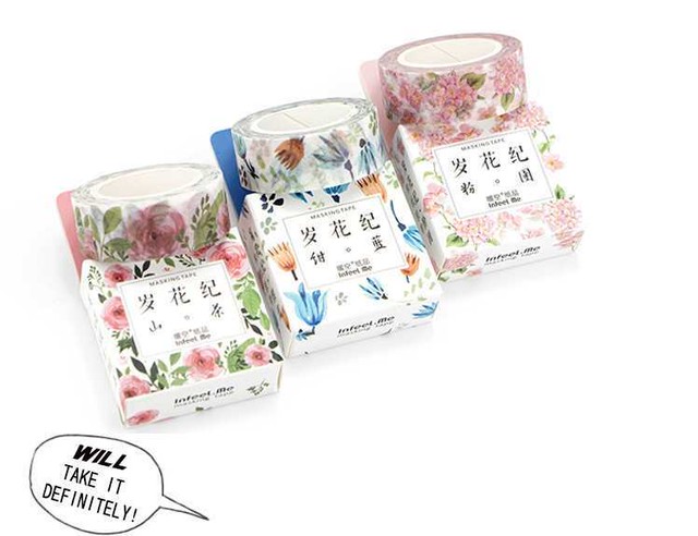 お花マスキングテープ ピンク 可愛い ツバキ 桜 フラワー ステッカー シール メッセージカード ラッピング プレゼント スケジュール Hummingf