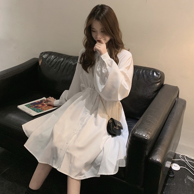 シャツブラウス春夏 ショートワンピ可愛 ブラウス白ワンピ シャツワンピース 長袖 レディース ウエストマーク チュニックワンピ ボリューム袖 おしゃれネット通販 購入 激安 10代 代 30代 40代 春 夏 Roprot ロプロット ファッション レディースアパレル販売
