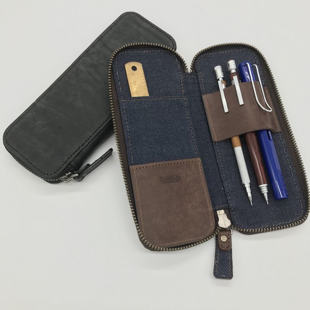 Web限定 レザーラウンドジップペンケース スリム Maya ブラック Ldk Rzps2 01 Luddite