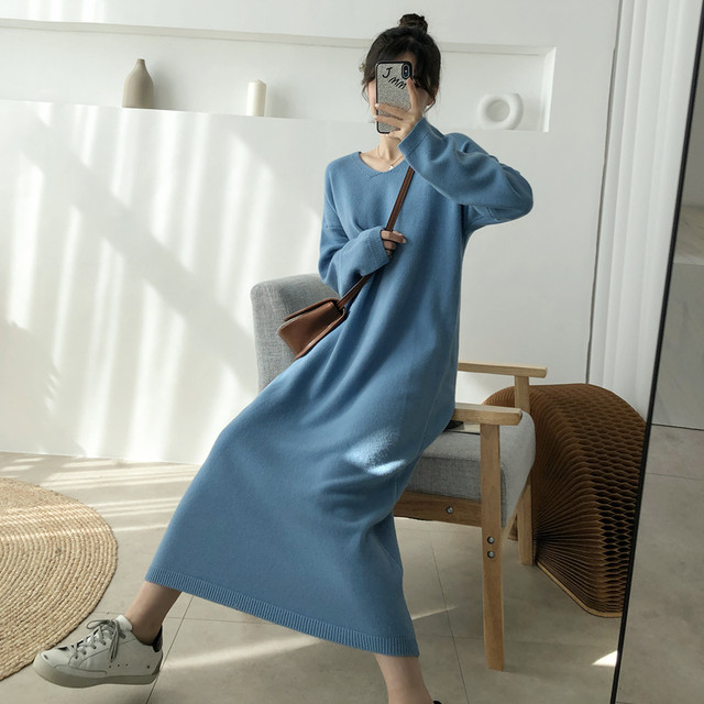 レディースファッション 40代 ファッション 秋冬 エレガント きれいめ 大人 30代40代50代 ニットワンピース ロングワンピース マキシ丈 Vネック 長袖 ゆったり 体型カバー 無地 シンプル カジュアル 通勤 お出かけ デート Rb A11 0014 Redbell