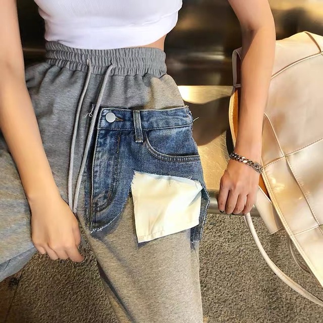 point denim sweat pants