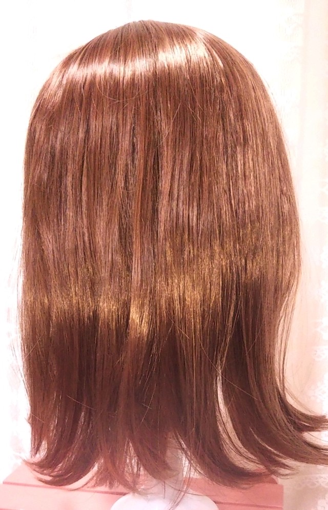 フルウィッグ 可愛い前髪セミロング 明るいブラウン ぱっちんカチューシャのvortex